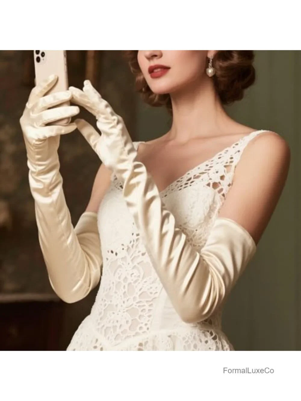Women Long Satin Gloves Elbow Length 1920s Opera Party Costume Bridal Dress